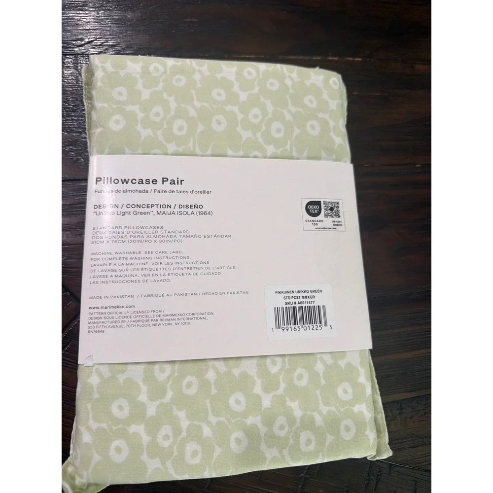 Marimekko Unikko Light Green Pillowcase Pair Standard Cotton Floral Maija Isola